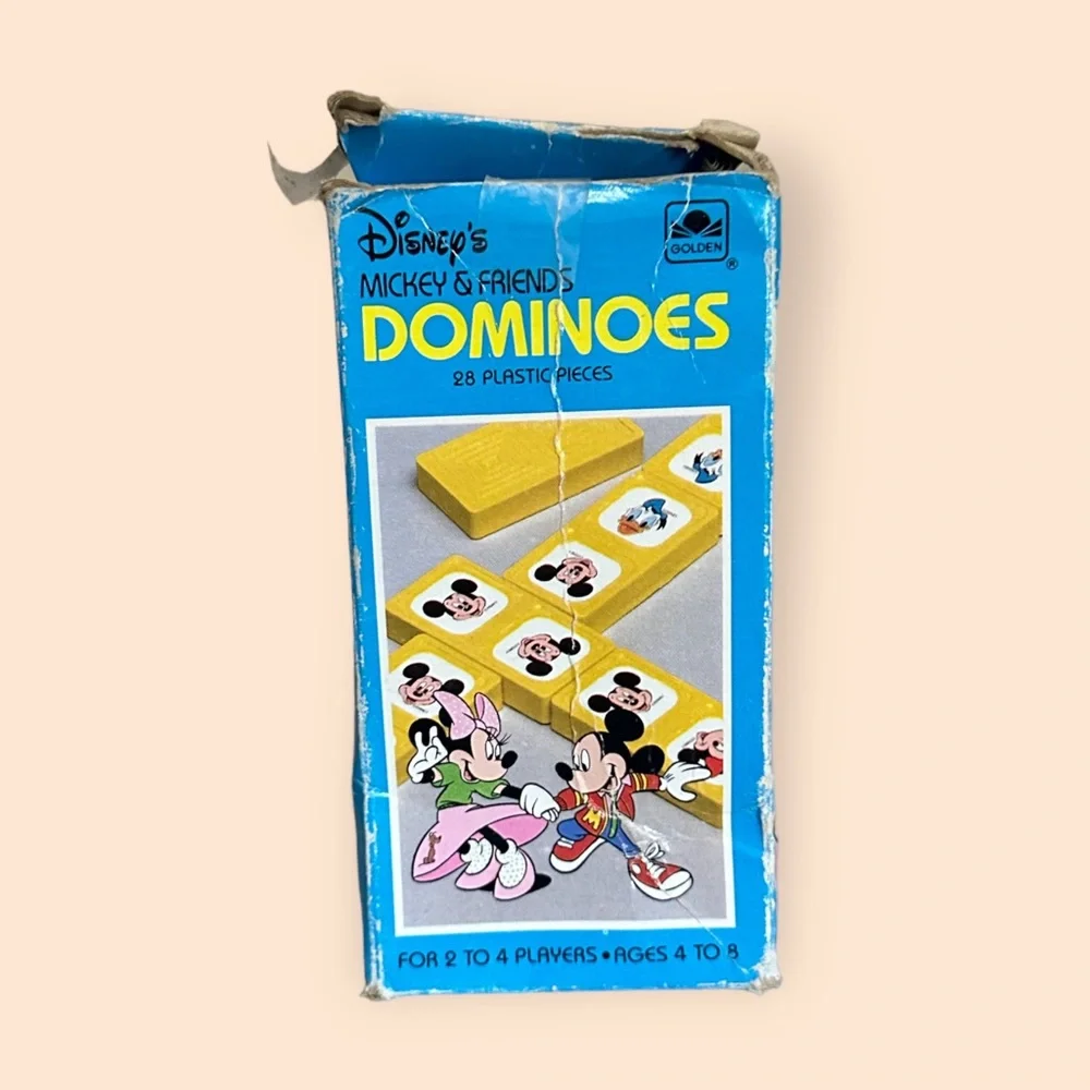 Vintage Golden Disney's Mickey and Friends Dominoes Game Set 25 Pieces